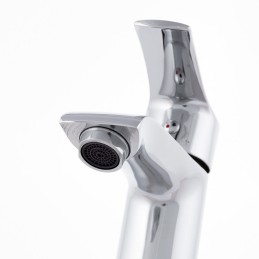 Grifo Lavabo Aleación Zinc, Cromado, Agua Caliente-Fría, Latiguillos, Caño Bajo, Monomando [QLI-FA-N55245]